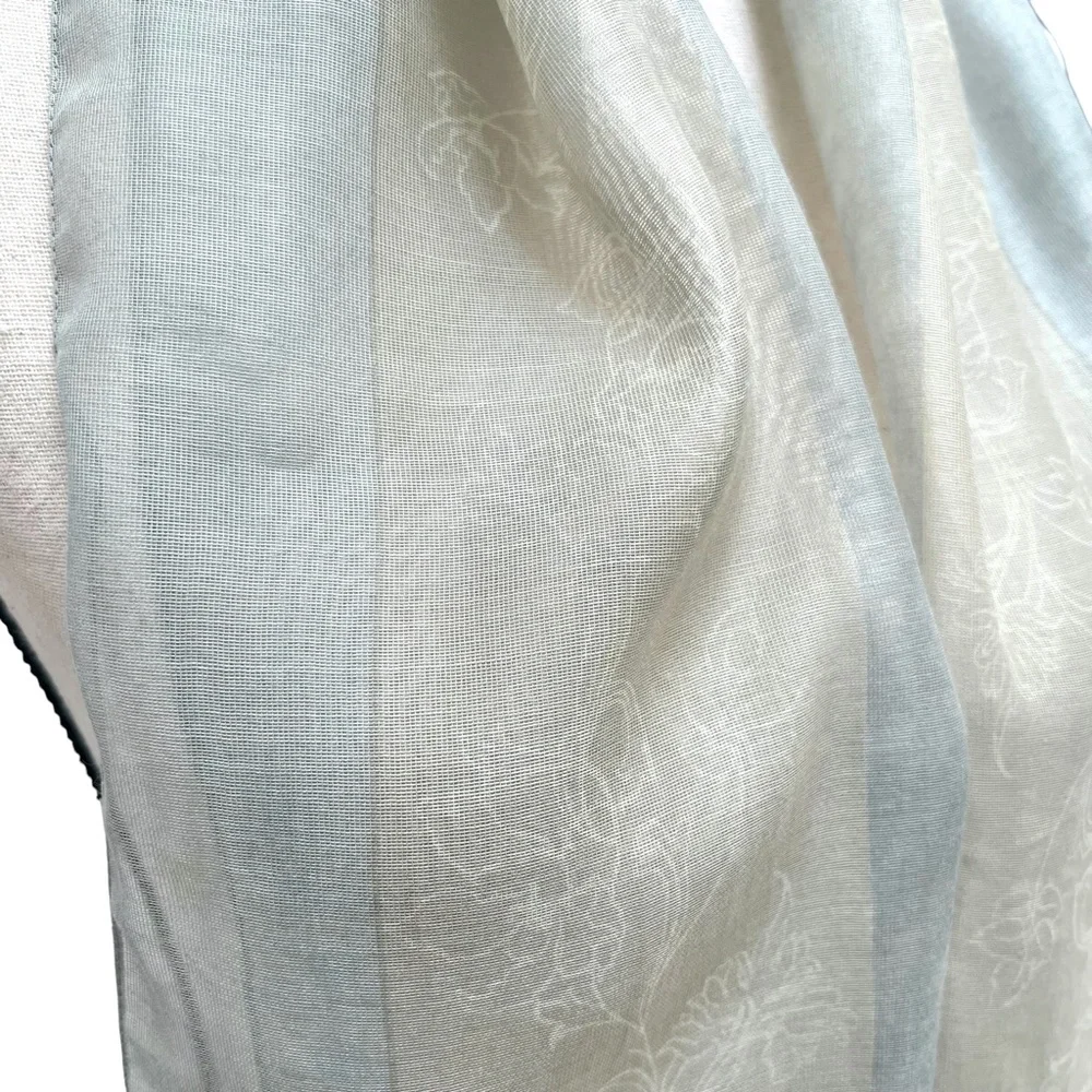 GIORGIO ARMANI LE COLLEZIONI CASHMERE/SILK BLUE & BEIGE FLORAL RECTANGLE SCARF
